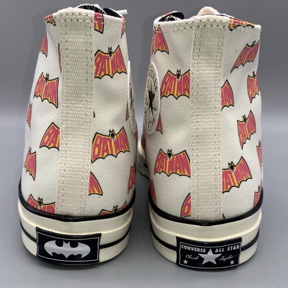 New Converse Batman Logo Chuck 70 Hi Top Canvas Pink White Beige Men's 10.5 - Picture 5 of 7